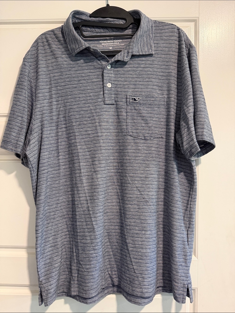 Vineyard Vines Men's Heathered Blue Striped Polo